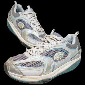 Skechers Women's Size 7.5 Shape Ups XF Accelerators Silver Blue Sneakers 12320